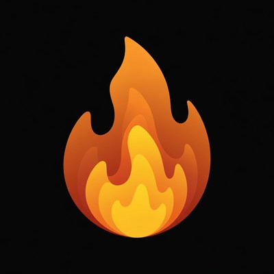 Fiery flame illustration on black