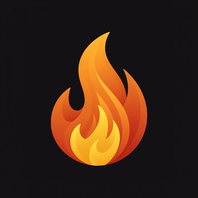 Fiery flame illustration on black