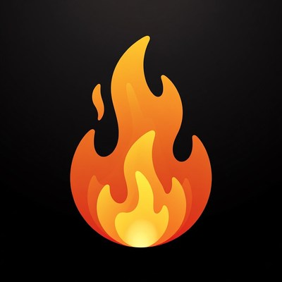 Fiery flame illustration on black