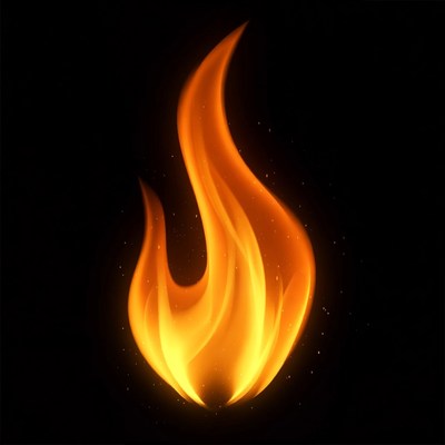 Burning Flame on Black Background
