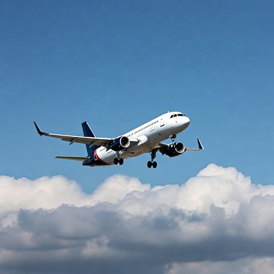 White Airplane Landing Over Clouds