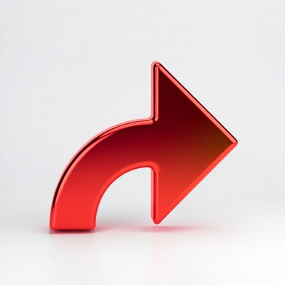 Shiny Red Curved Arrow