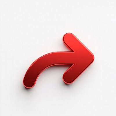 Red 3D Curved Arrow