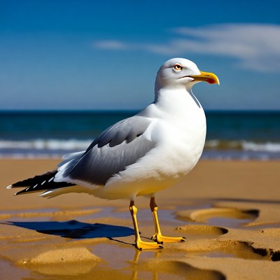 Seagull standing on beach