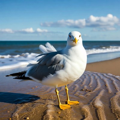 Gull standing on beach