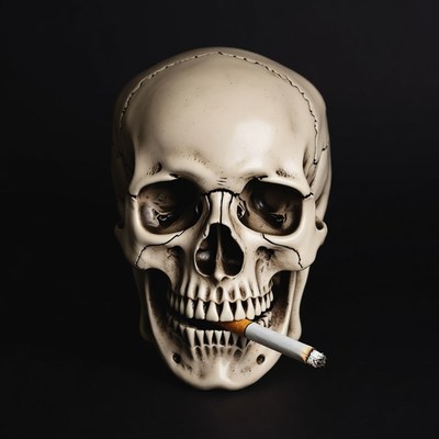 Skull smoking cigarette