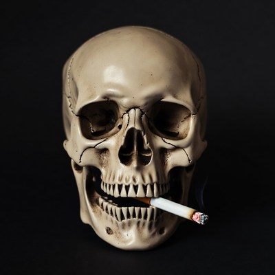 Skull smoking cigarette