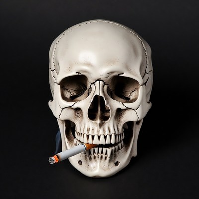 Skull smoking cigarette