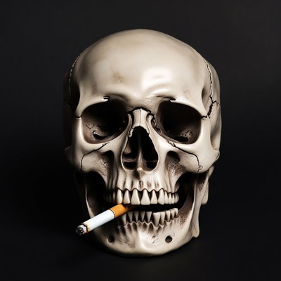 Skull smoking cigarette