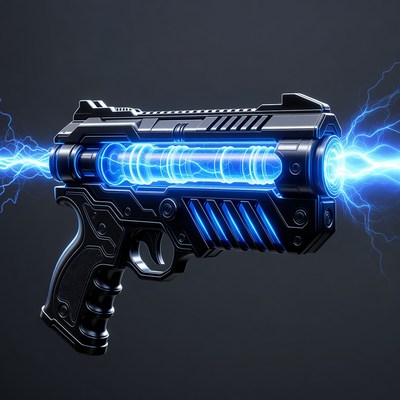 Blue glowing sci-fi laser pistol