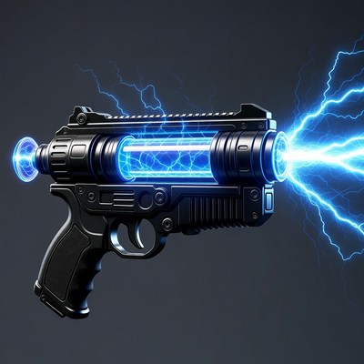 Glowing Blue Plasma Sci-Fi Gun