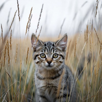 Kitten in tall grass