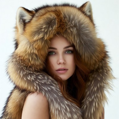 Woman in fox fur hood