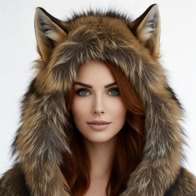 Woman in fox ears hood