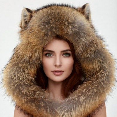 Woman in fox fur hood