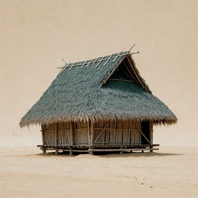 Traditional Bamboo House on Sand