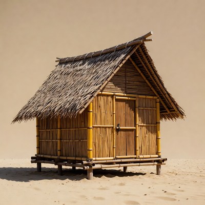 Bamboo Hut on Sandy Beach