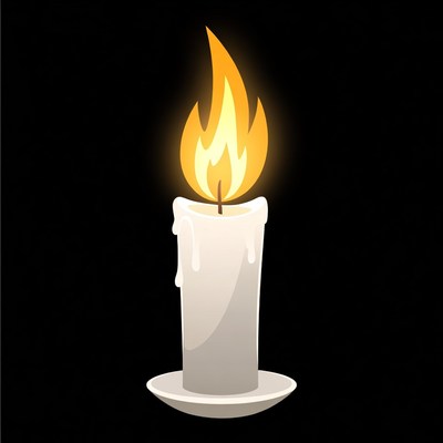 Burning Candle on Saucer