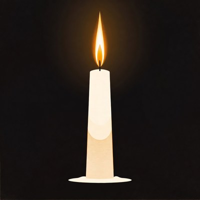 Burning Candle on Black Background