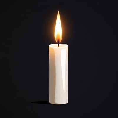 Burning Candle on Black Background