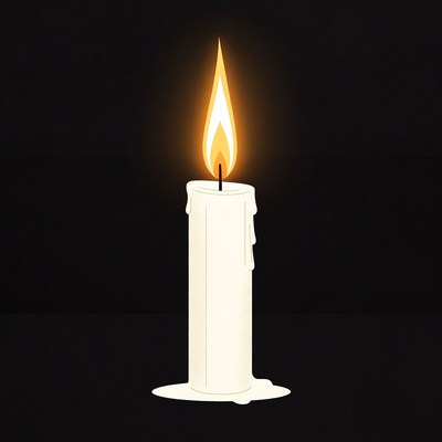 Burning Candle with Flame