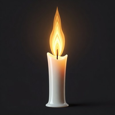 Burning Candle on Black Background