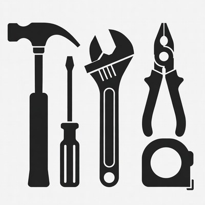 Hammer Wrench Pliers Screwdriver Tape Measure