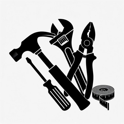 Black Silhouette Tools Set