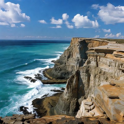 Ocean Cliffs with Turquoise Waves