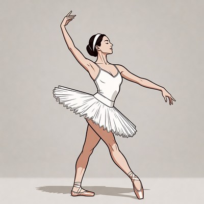 Asian ballerina in white tutu
