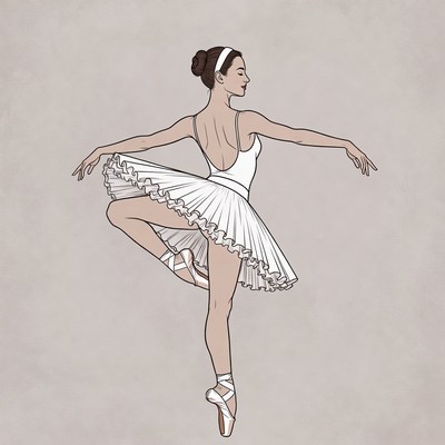 Ballerina in white tutu pose