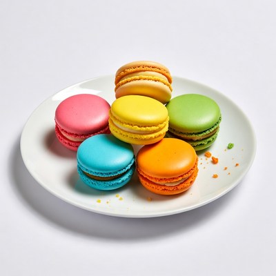 Colorful Macarons on White Plate