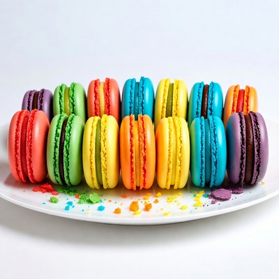 Colorful Macarons on White Plate