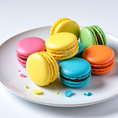 Colorful Macarons on White Plate