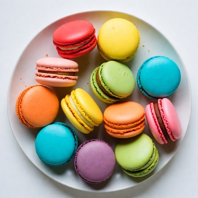 Colorful Macarons on White Plate