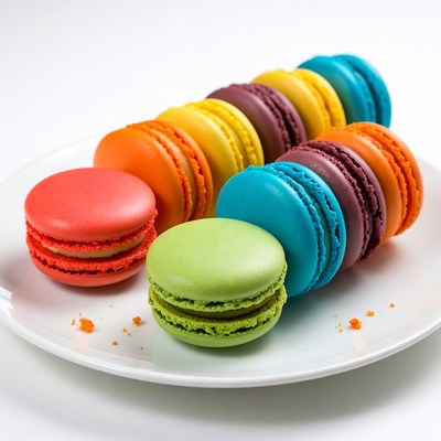 Colorful Macarons on White Plate