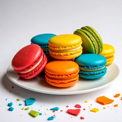 Colorful Macarons on White Plate