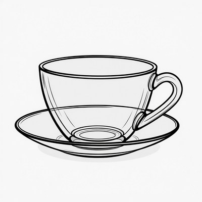 Teacup and Saucer Outline Illustration