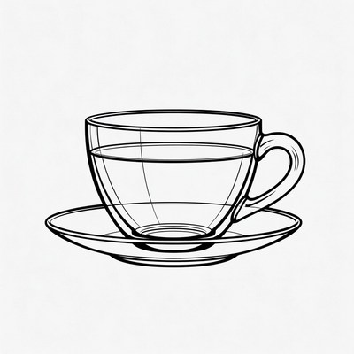 Glass Teacup with Saucer Outline