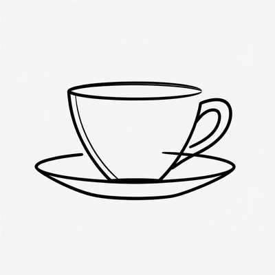 Line drawing teacup and saucer