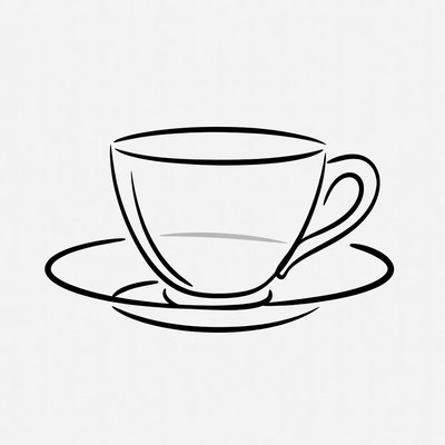 Line drawing teacup saucer