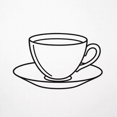 Line Art Teacup with Saucer