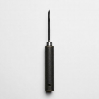 Black awl tool on white background