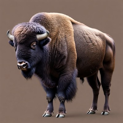 Majestic Bison Standing on Brown Background