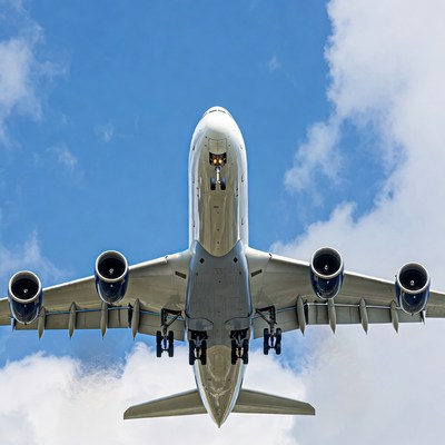 Airbus A380 flying overhead