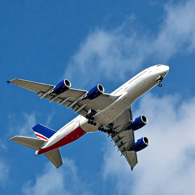 Airbus A350 flying in blue sky