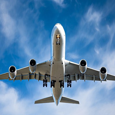 Airbus A350 flying head-on