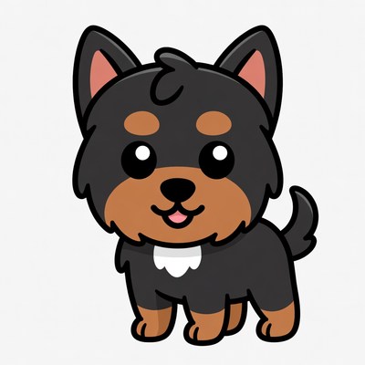 Cute black and tan puppy illustration