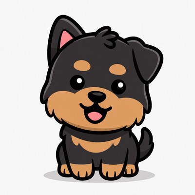 Cute cartoon Rottweiler puppy