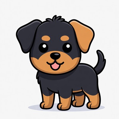 Cute Rottweiler Puppy Illustration